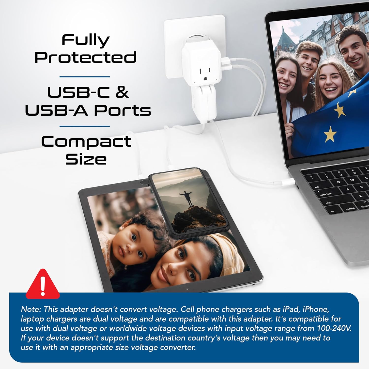Ceptics International Power Plug Adapter Travel Set, 20W PD & QC, Safe Dual USB & USB-C 3.1A - 2 USA Outlet - Compact - Use Europe, Asia, Africa In Worldwide - Includes 13 Type SWadAPt Attachments - Image 7