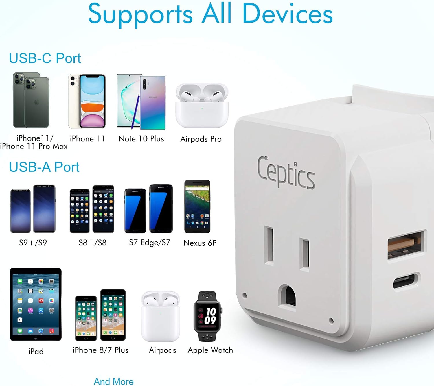 Ceptics International Power Plug Adapter Travel Set, 20W PD & QC, Safe Dual USB & USB-C 3.1A - 2 USA Outlet - Compact - Use Europe, Asia, Africa In Worldwide - Includes 13 Type SWadAPt Attachments - Image 8